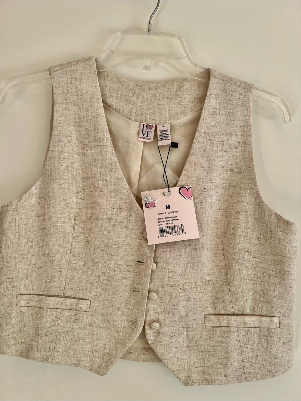 Love By Design Beige Linen-Blend women Vest